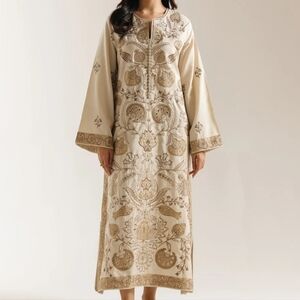 Embroidered Maxi Kaftan Dress, Sz. Large, New